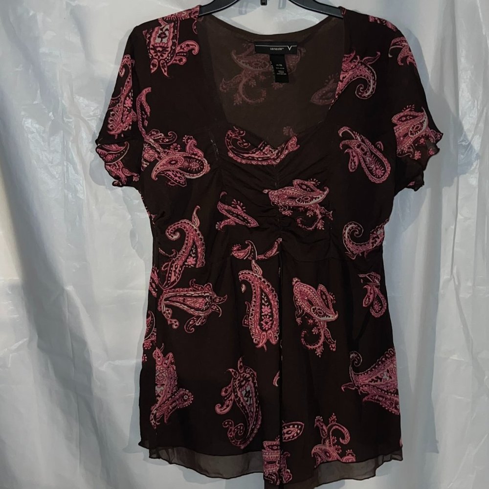Flyaway front tunic short-sleeve shirt (Venezia 14/16)